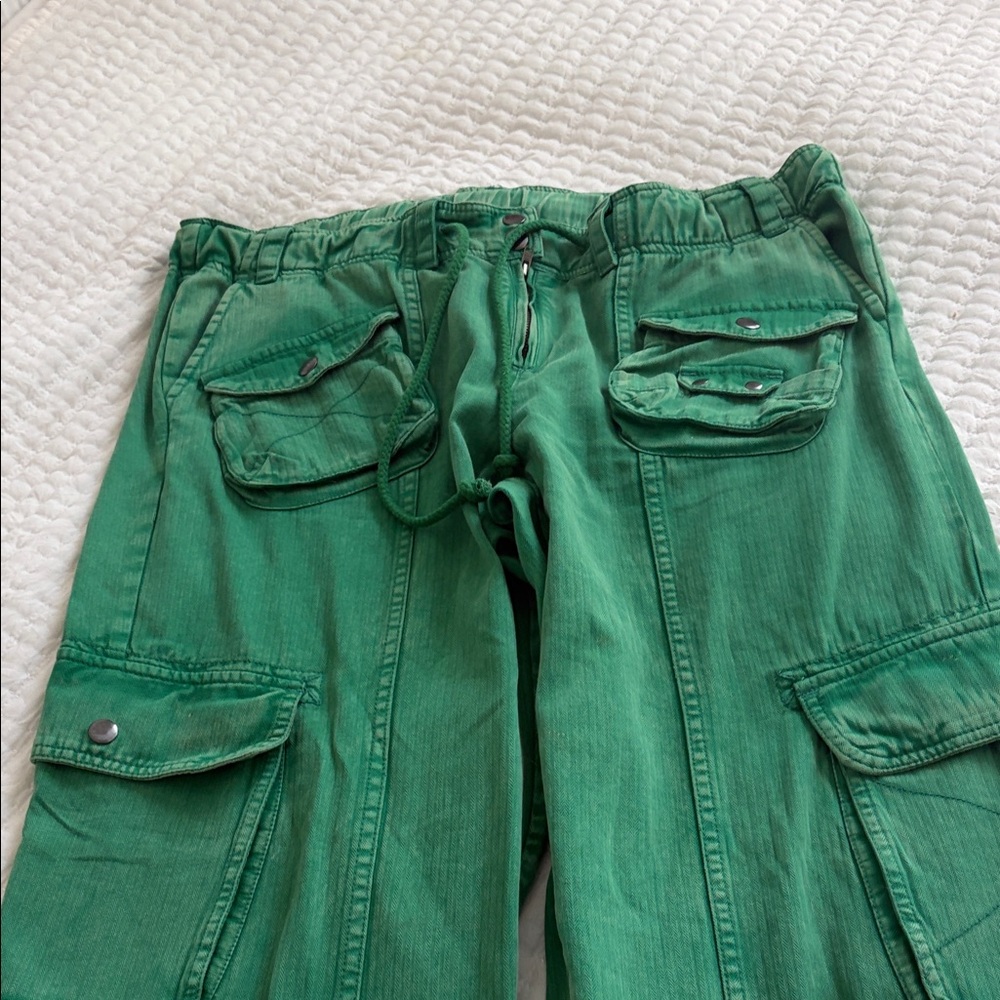 Free People Green Cargo Wide-Leg Trousers - Picture 2 of 4